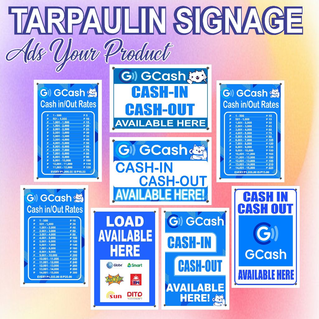 Gcash Tarpaulin for Cash in Cash out and Gcash Rates | Shopee Philippines