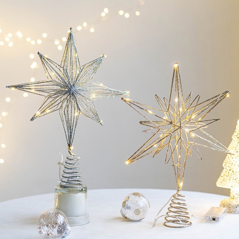 Christmas Tree Top Decoration Glittering Star Hanging Pendant Topper ...