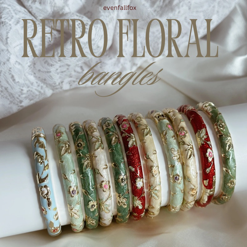 𝓥𝓲𝓷𝓽𝓪𝓰𝓮 𝓑𝓸𝓾𝓺𝓾𝓮𝓽𝓼 ༻ floral retro enamel bangles | cottagecore & flowers ...