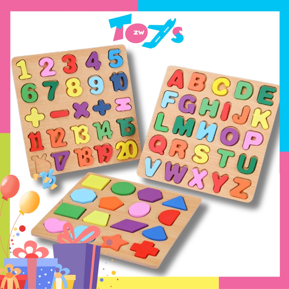 Gift Alphabet Digital Puzzle Wooden Toys Kid Number Letter shape ...
