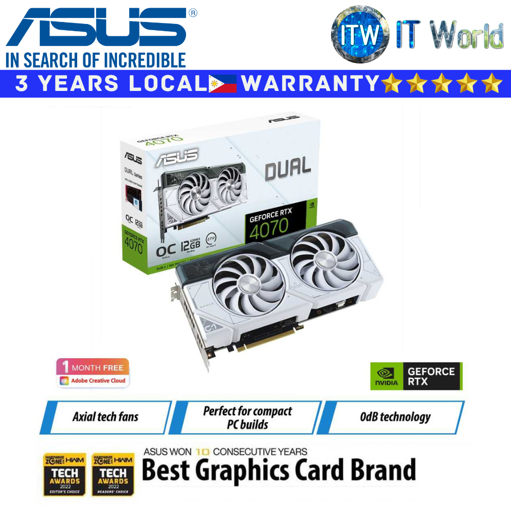 Itw ASUS RTX 4070 Dual White OC Edition 12GB GDDR6X Geforce Graphic