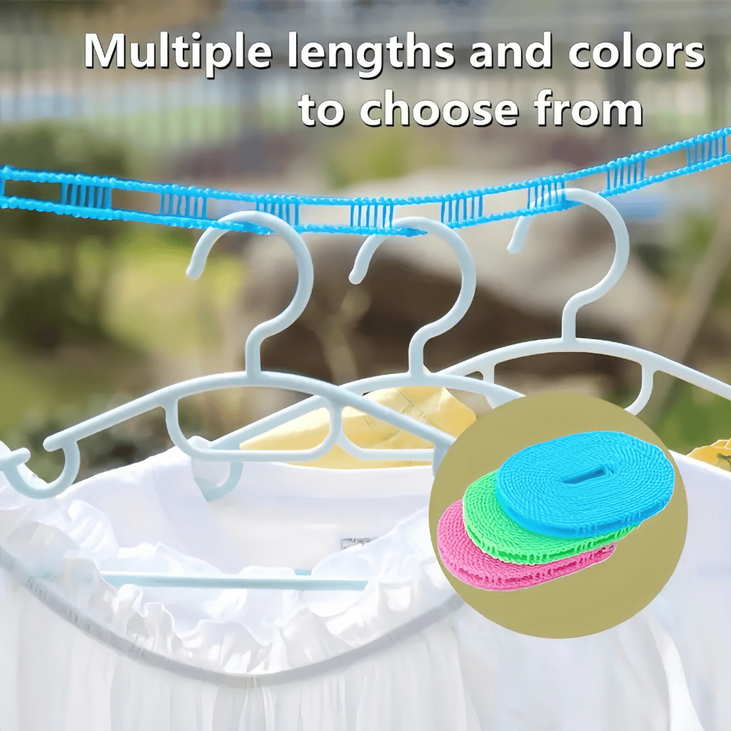 Close view of portable clothesline hanger loops