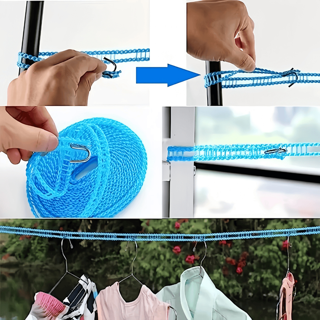 Windproof clothesline holding separated garments