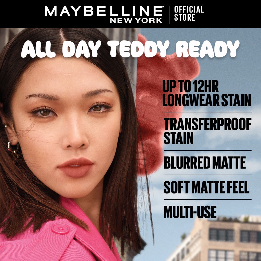 Maybelline SuperStay Teddy Tint 12H Long-Lasting, Multi-Use, Matte ...