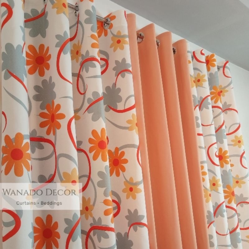 WANADO - Apricot Crush Color Ring Window Curtain Sold by set and piece ...