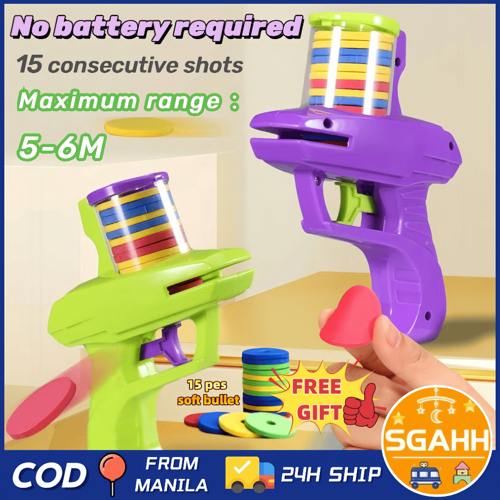 UFO Flying Saucer Toy Gun with Soft Bullet Mini Flying Disc Toy Parent ...