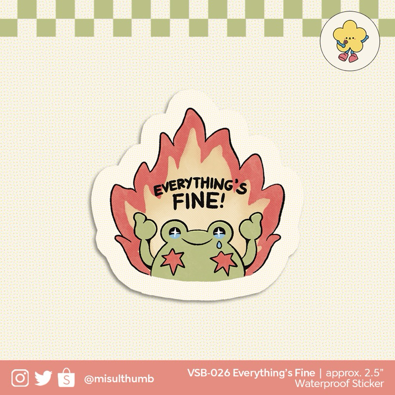 Everything’s Fine Frog Waterproof Sticker | VSB-026 misulthumb | Shopee ...