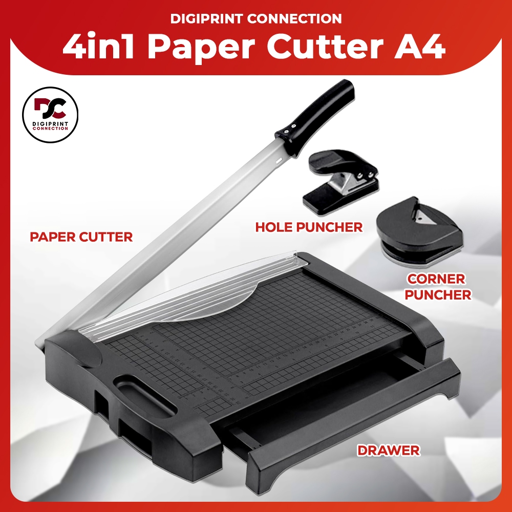 4in1 Paper Cutter A4 Size with drawer & FREE CORNER & HOLE PUNCHER ...