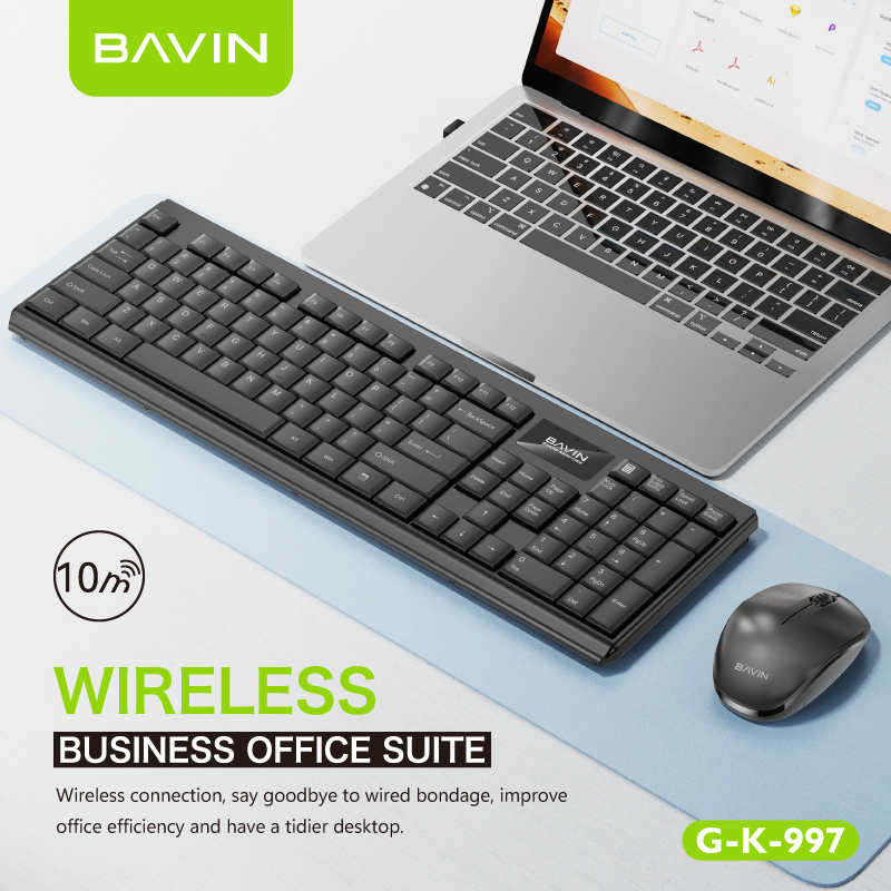 BAVIN GK997 2.4G Wireless Keyboard & Mouse for Computer Laptop Keyboard ...
