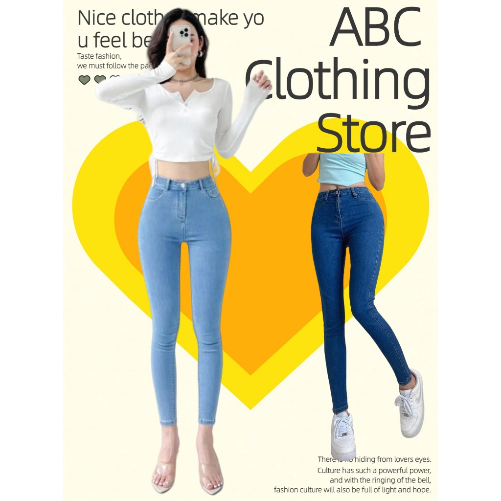 919 Jeans ABC Multi-color pants Korean classic fashion high-waisted ...