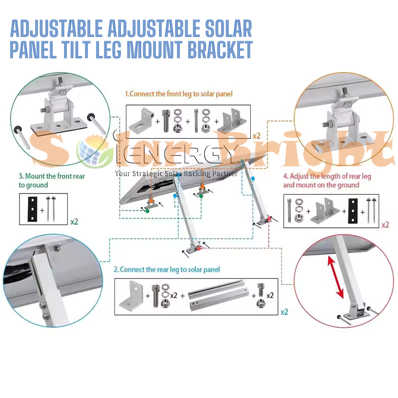 PV Adjustable Solar Panel Tilt Leg Mount Bracket Solar Mounting Solar ...