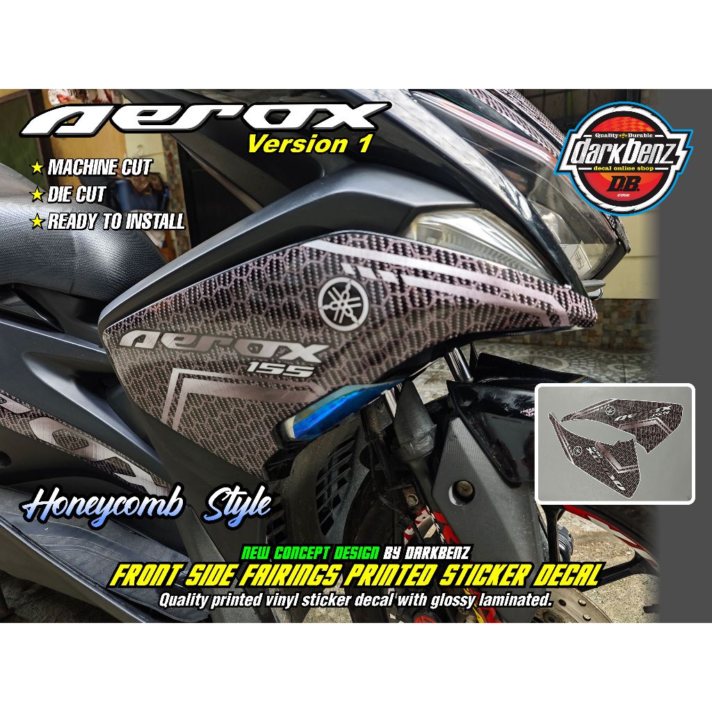 Yamaha Aerox Version 1 Front Side Legshield Fairing Printed Sticker ...