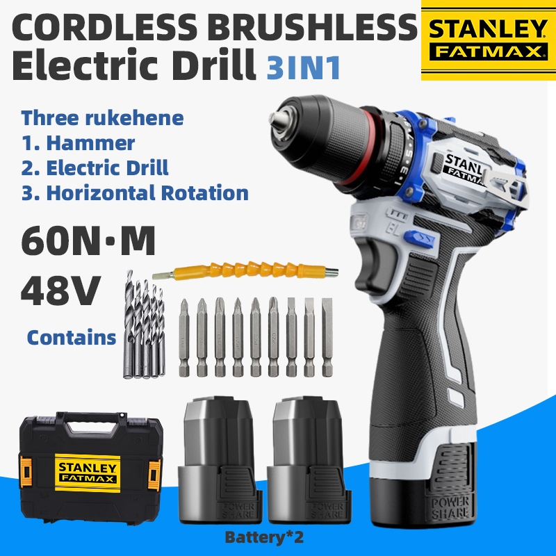 DeWalt STANLEY 3in1 Cordless Brushless electric drill impact Drill