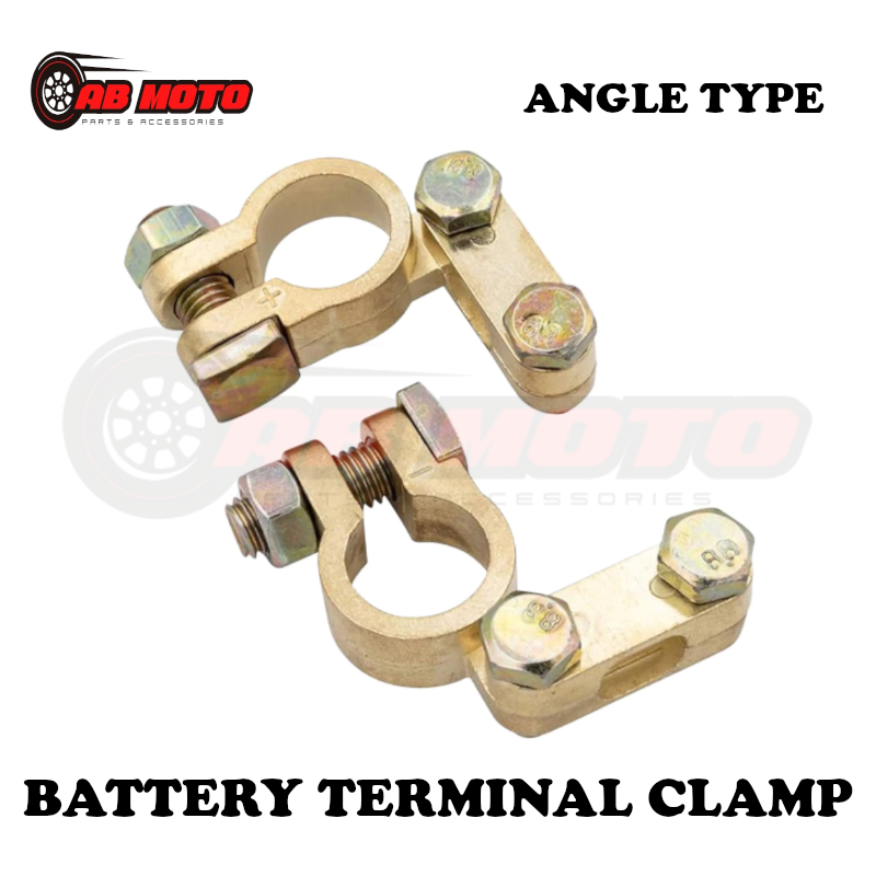 ABmoto Battery Terminal Clamp Angle Type Brass Plated Battery Clamp