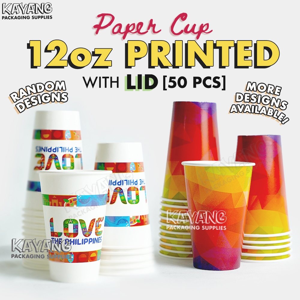 [50pcs] 12oz Paper Cup w/ Lids SET! 80mm - Party Cups | Shopee Philippines