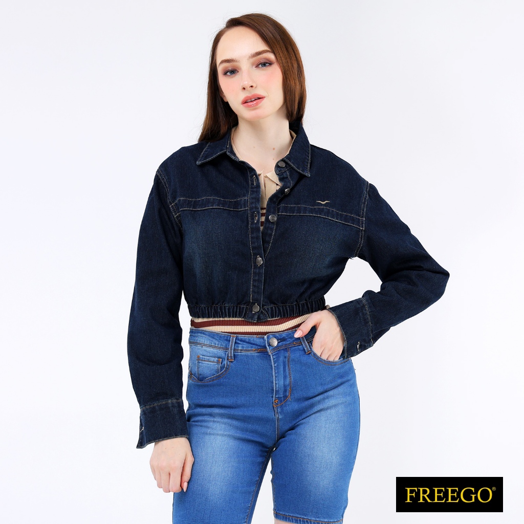 Freego Ladies Denim Cropped Jacket APT10-0042 | Shopee Philippines