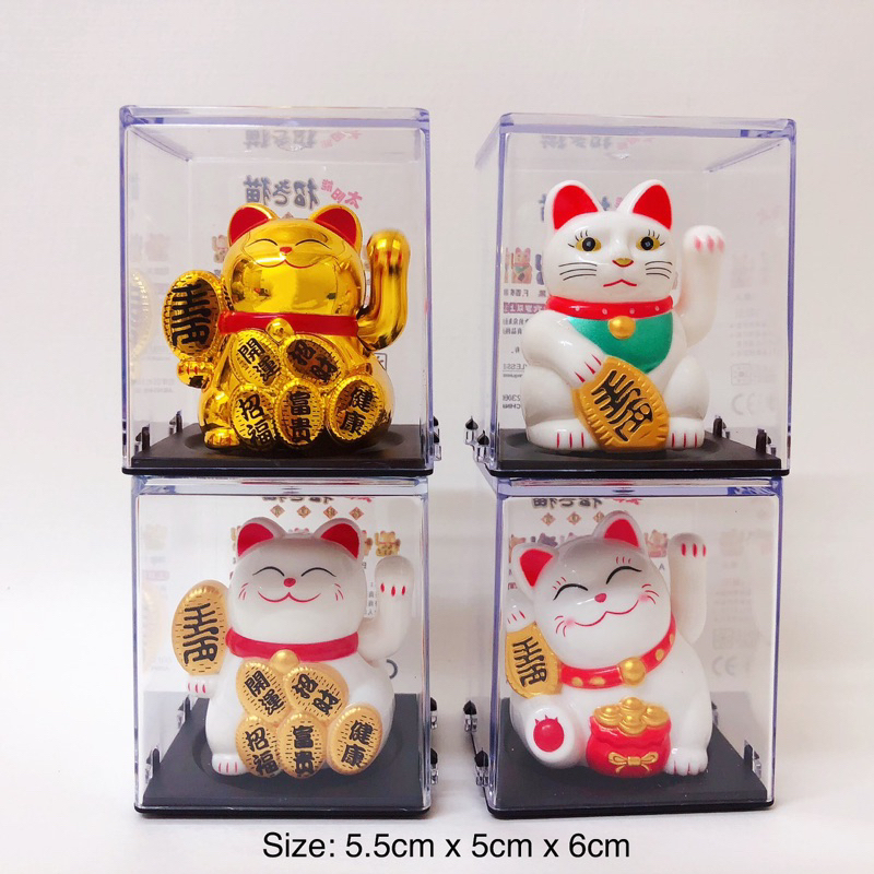 Asixxsix Lucky Cat, Gatto Della Fortuna A Energia Solare 3,15 Pollici Ricchezza Maneki Neko Feng Shui Decorazioni Per Gatti Sventolanti Per Case