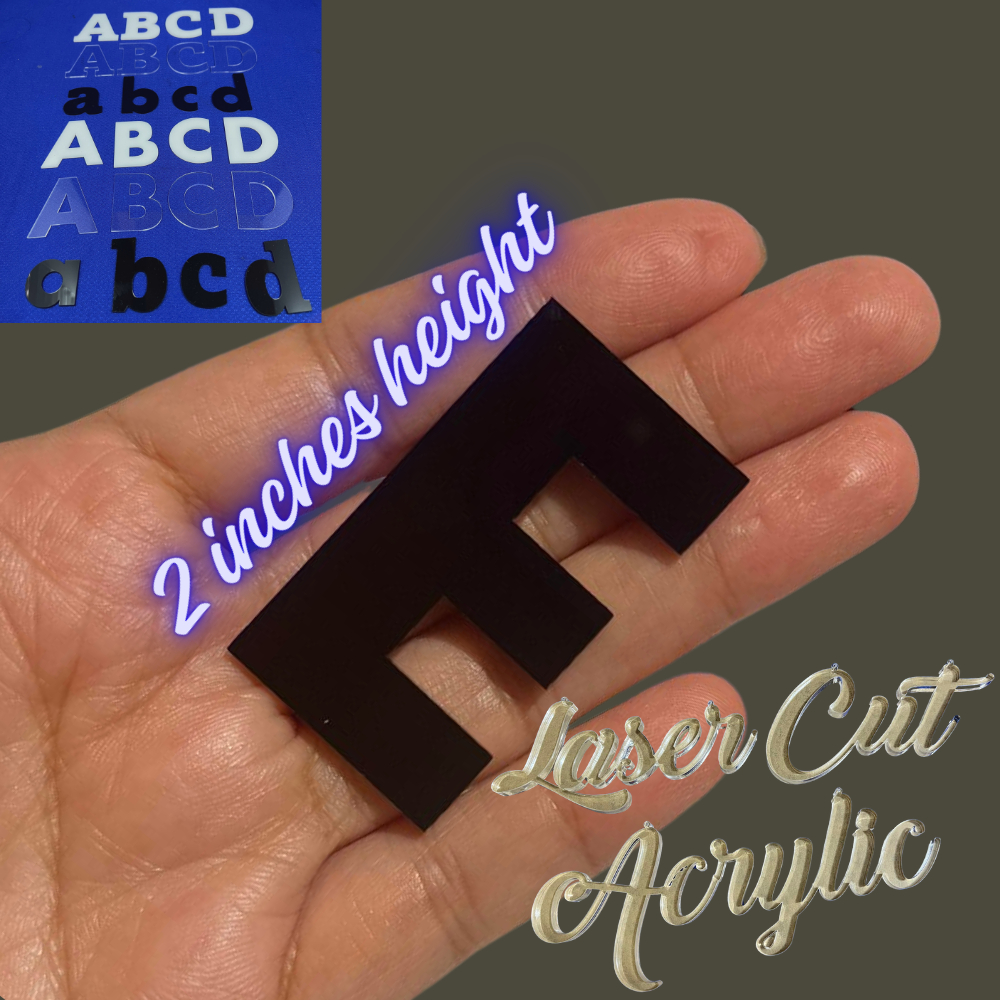 Black Opaque Glossy Acrylic Letters Numbers [2mm, 3mm THICK] [2inches ...
