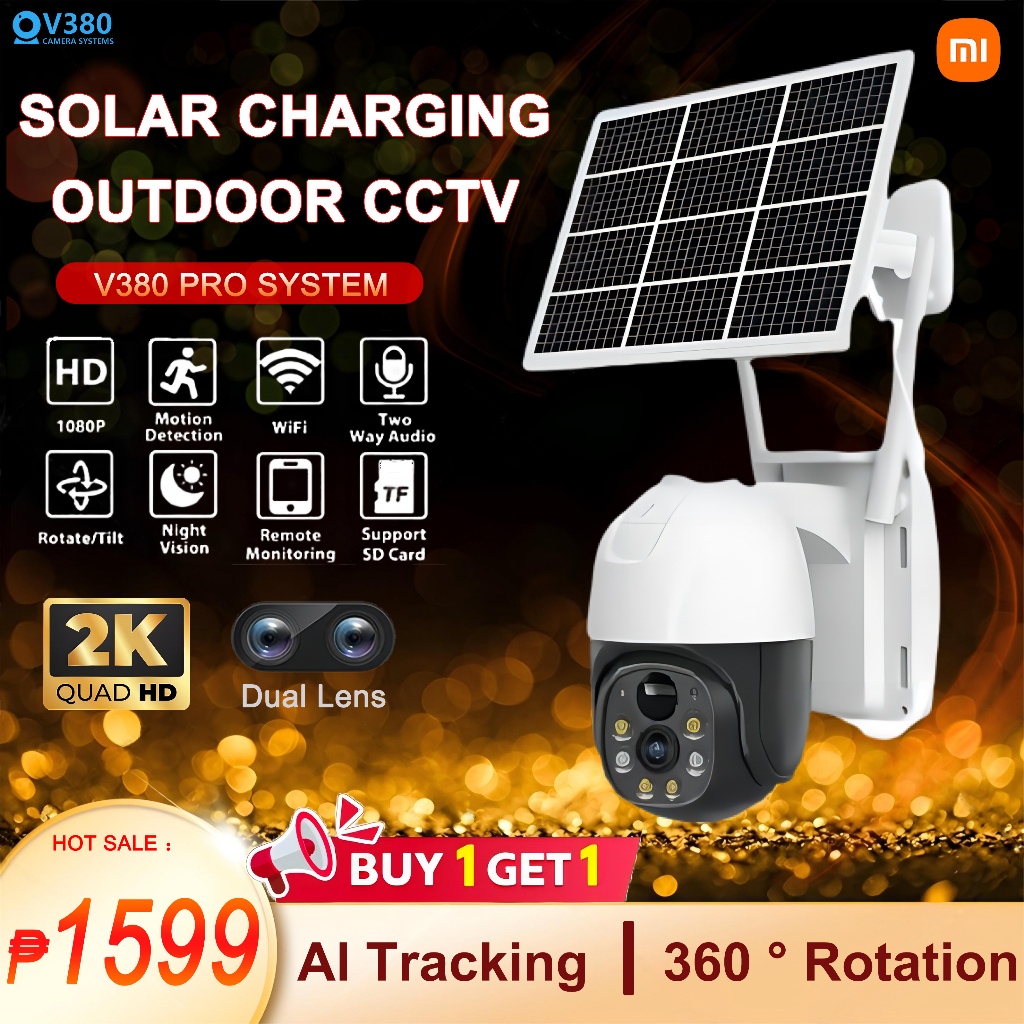 BUY 1 TAKE 1 V380 Pro Solar CCTV Camera Outdoor With Wifi Connect ...