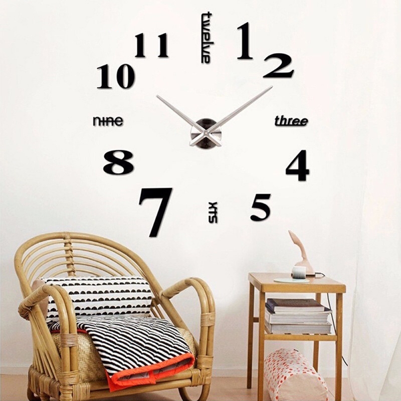 Mirror DIY Large Wall Clock DIY Wall Clock 3D Mirror Sticker Metal