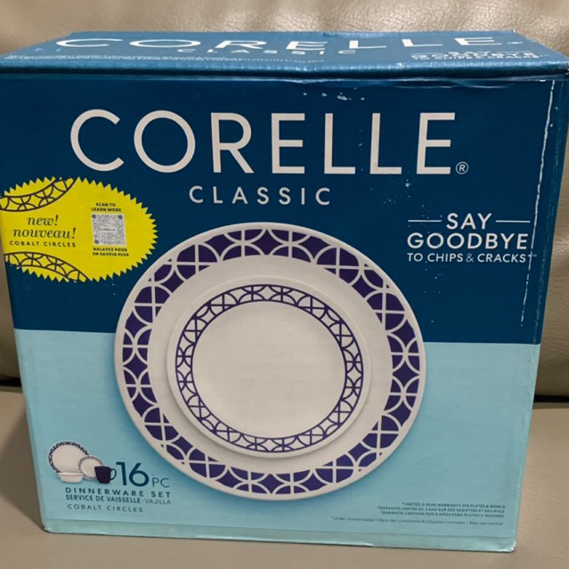 original corelle 16 piece dinnerware set cordoba cobalt circles