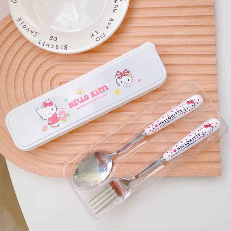 Cartoon tableware boxed set spoon + fork 2-piece set portable tableware ...