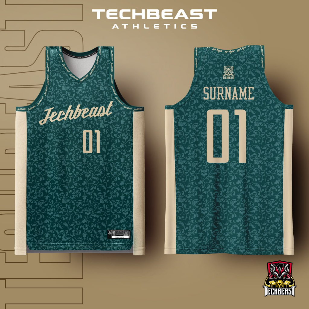 Floral Teal Full Sublimation Basketball Jersey Techbeast ( CUSTOM NAME ...