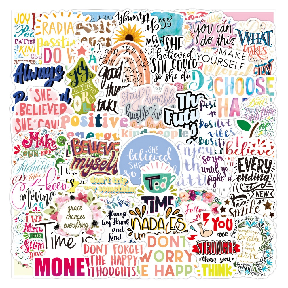 SP18 Browns 50PCS Cute Quotes Motivational Stickers Graffiti Laptop ...