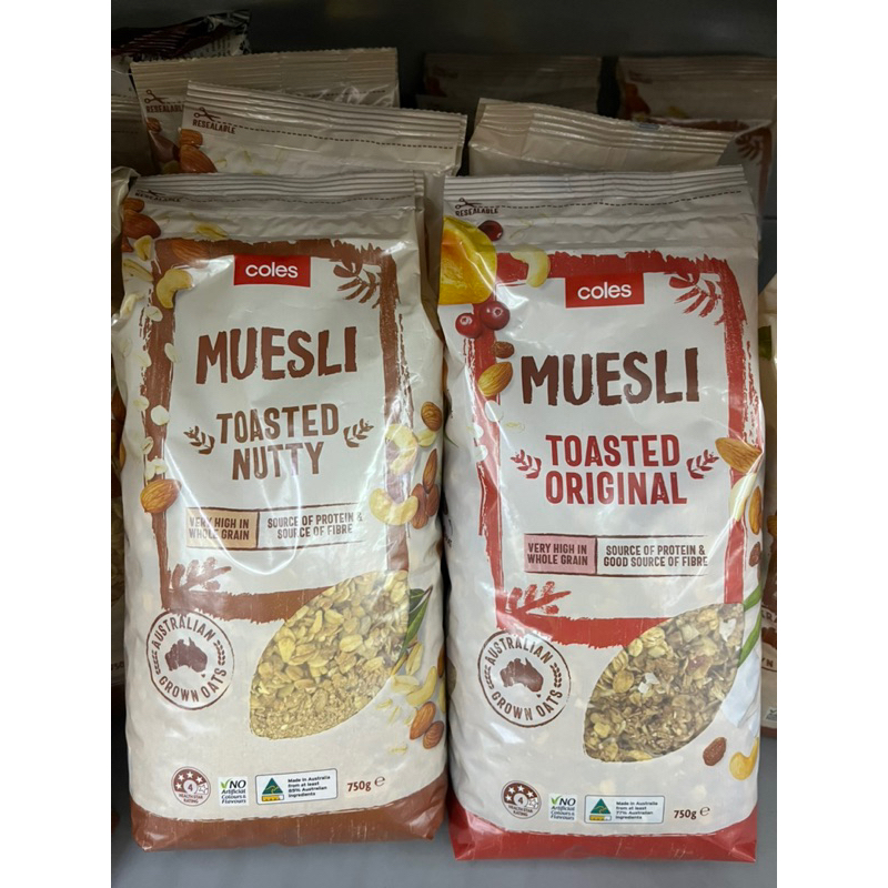 Coles Muesli Toasted Nutty or Original 750g / Muesli Summer Fruits
