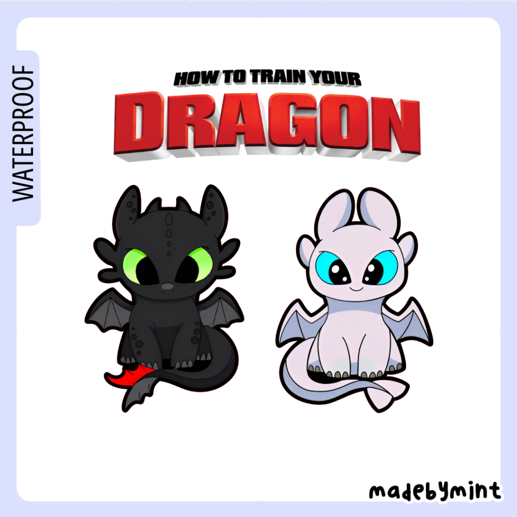 How to Train Your Dragon Stickers | Toothless & Light Fury | Waterproof