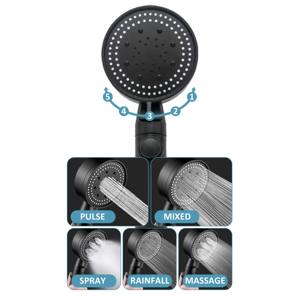 Avinas 3 in 1 Shower Head With Hose Set Black High Pressure Bathroom ...