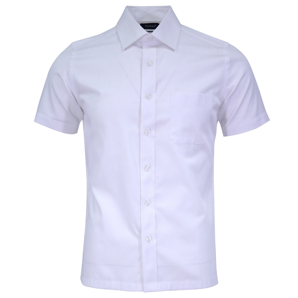 Sahara Men's Slim Fit Plain Short Sleeve Shirt w/ Widespread Collar ...