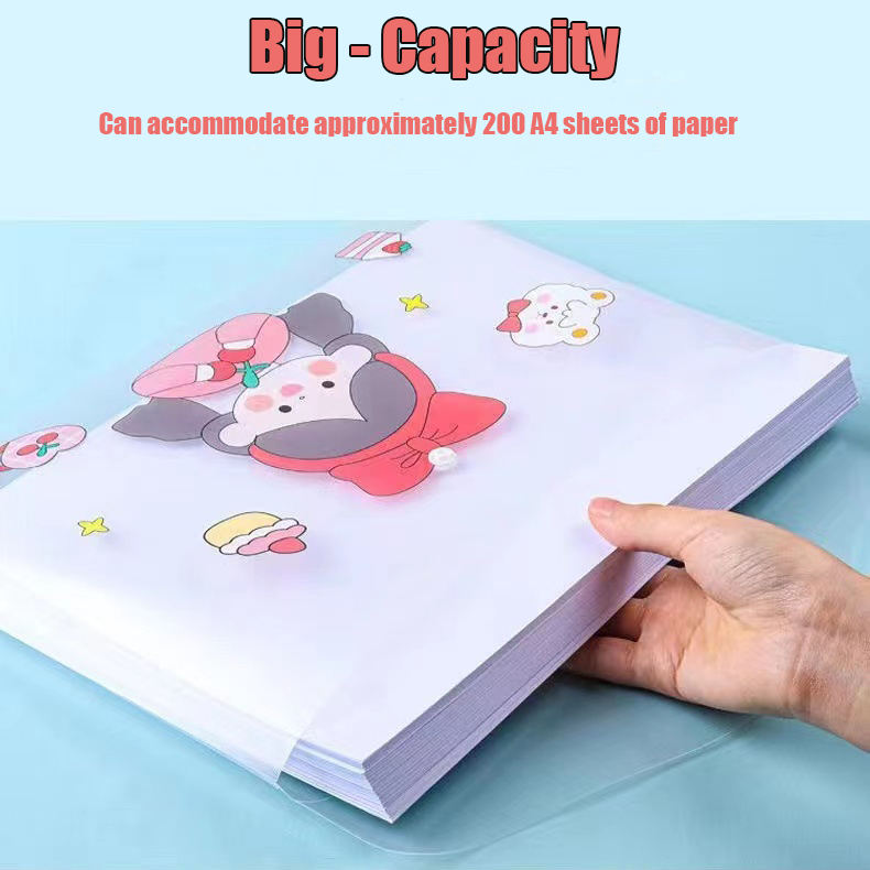 A4 file bag Transparent Cute Cartoon Stationery Office School | Shopee ...