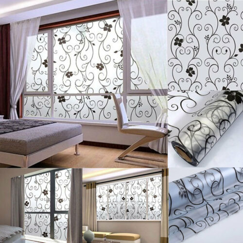 Frosted Window Privacy DIY Stickers Floral Pattern Glass Film Self ...