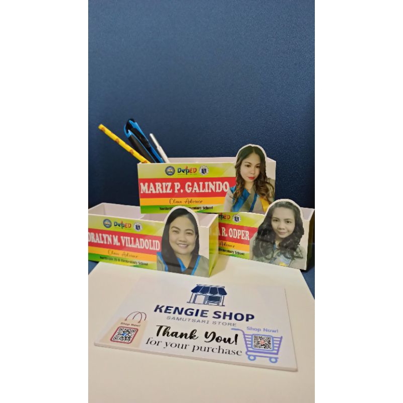 Personalized Sintra Board Desk Name Plate Pen Holder and Cellphone