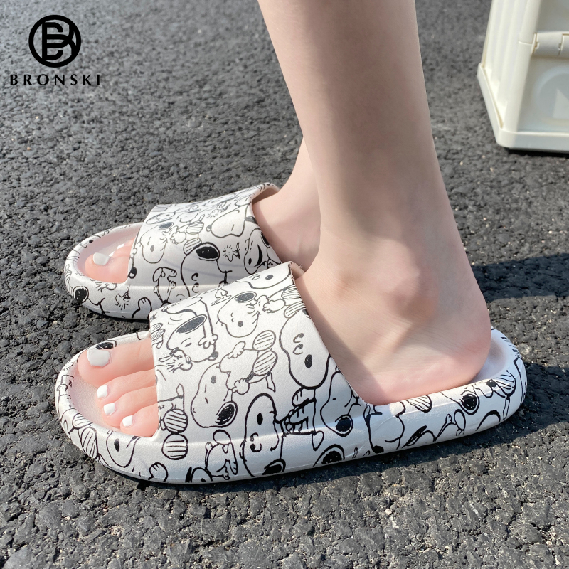 BRONSKI Fashion Slippers For Women Snoopy White Slippers Korean Sandals ...