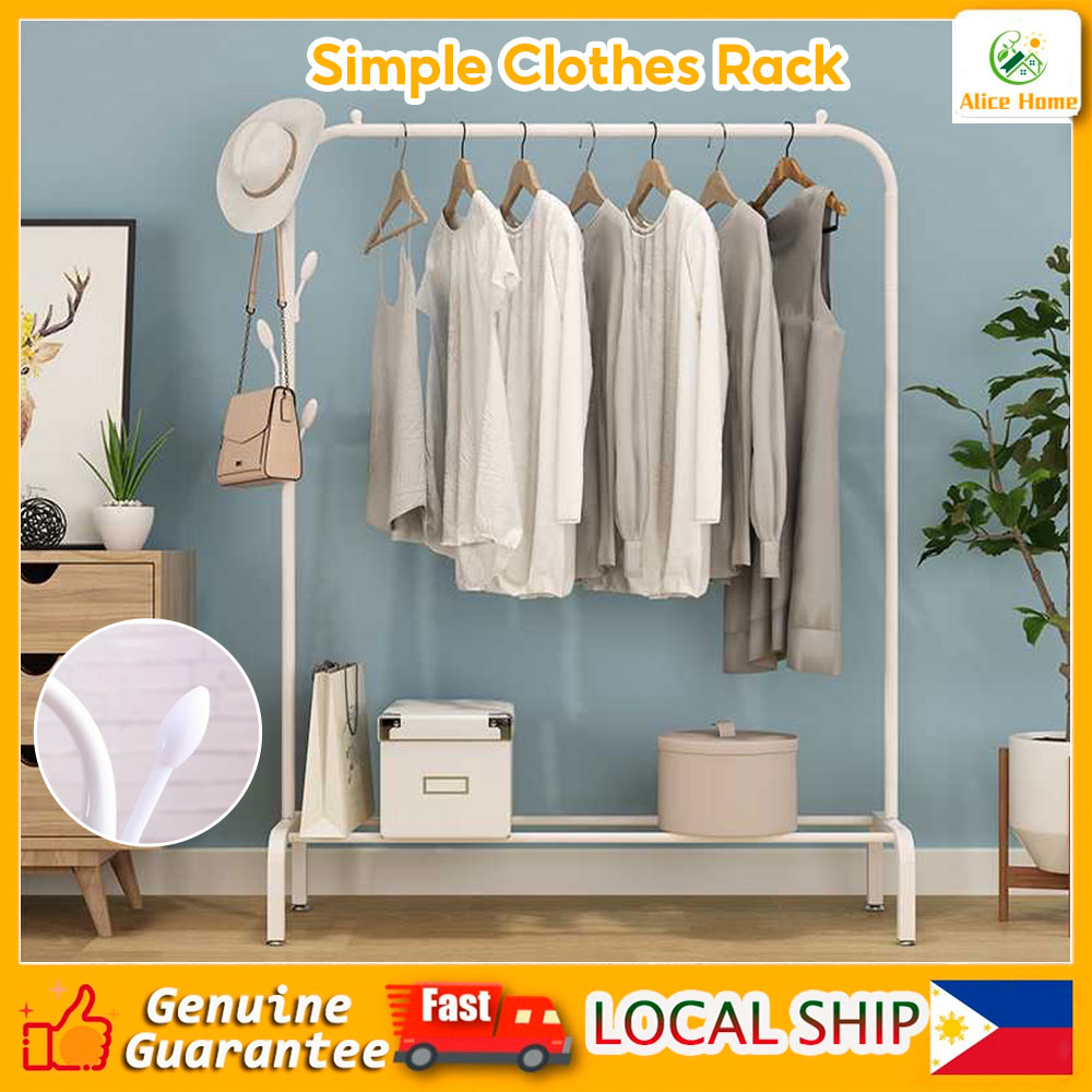 Single/Double Pole Clothes Rack Multi-Functional Bedroom Storage ...