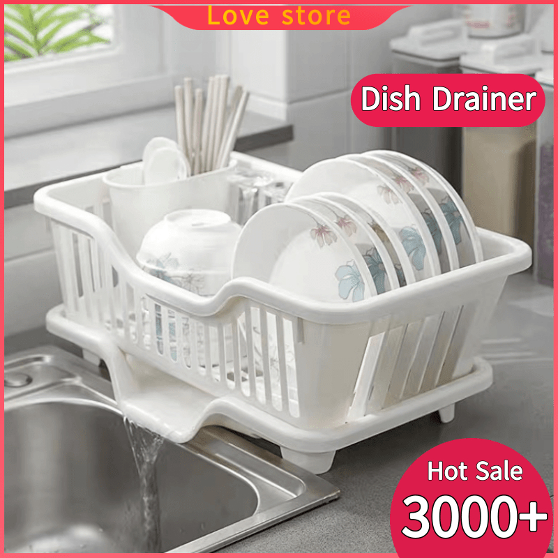 B29 COD Kitchen White Plastic Dish Drainer Dish Drying Rack Dish