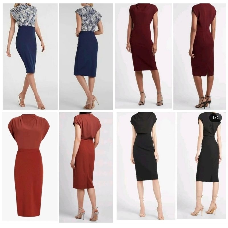 Ex.press Sleeve Draped Mock Neck Dress Shopee Philippines