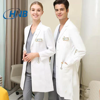 Medical white coats, winter clothes for men and women, doctor's clothes,  slim experimental clothes, white coats, long-sleeved doctor's nurses'  clothes.