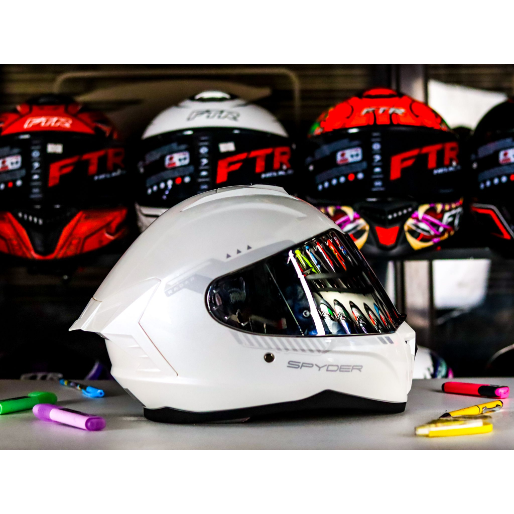 SPYDER HELMET RADAR P 1000 PLAIN WHITE WITH FREE CLEAR LENS Shopee