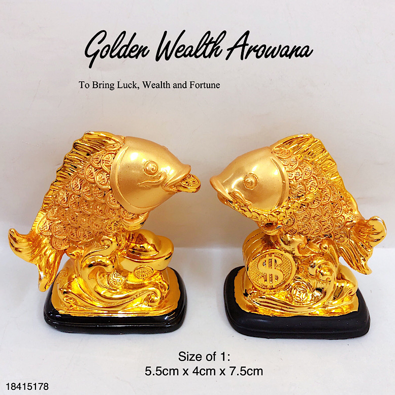 Wealth Arowana Lucky Fish Statue Figurine Office Feng Shui Living Room ...
