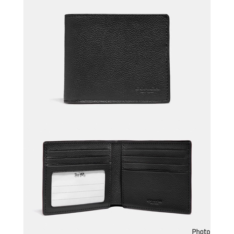 AUTHENTIC/ORIGINAL COACH Id Billfold Men's Wallet in PLAIN BLACK