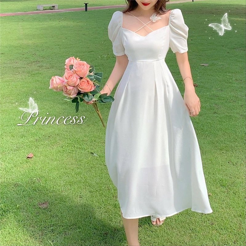 white dress for woman Casual dress plus size dress Below the knee long dress formal cocktail dress L Shopee Philippines