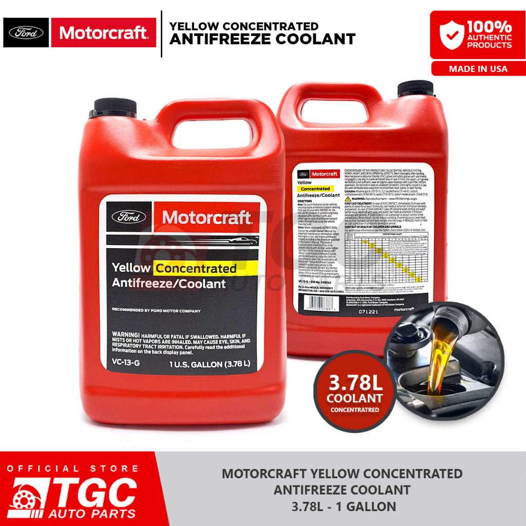 Ford Motorcraft Yellow Concentrated Antifreeze Coolant 1 Gallon / 3.78L ...