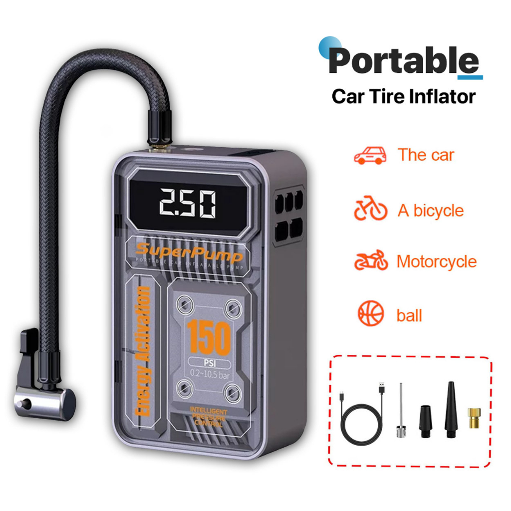 150psi Car Tyre Tire Air Inflator Pump Smart Digital Wireless