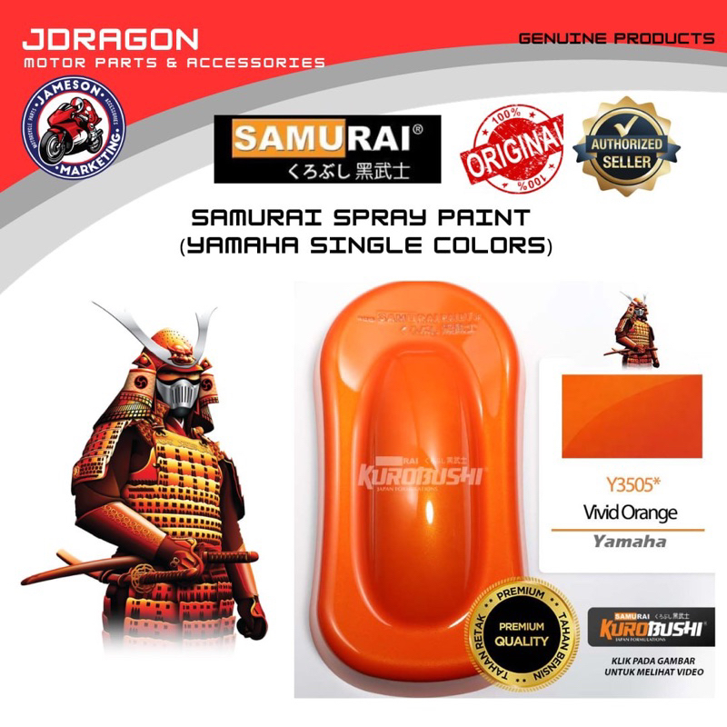 ORIGINAL SAMURAI PAINT (YAMAHA SINGLE COLORS) Y3505 VIVID ORANGE 400ml