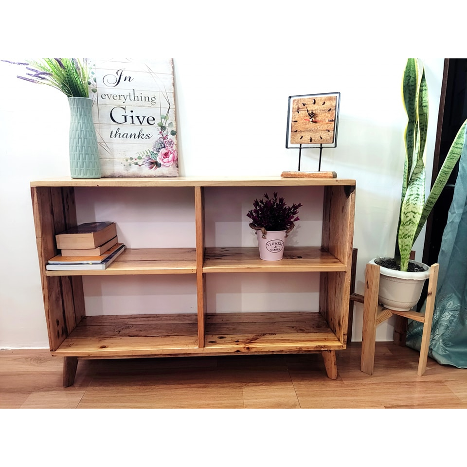 SOLID WOOD TV RACK/ TV STAND/ BOOK SHELF with wooden feet Shopee