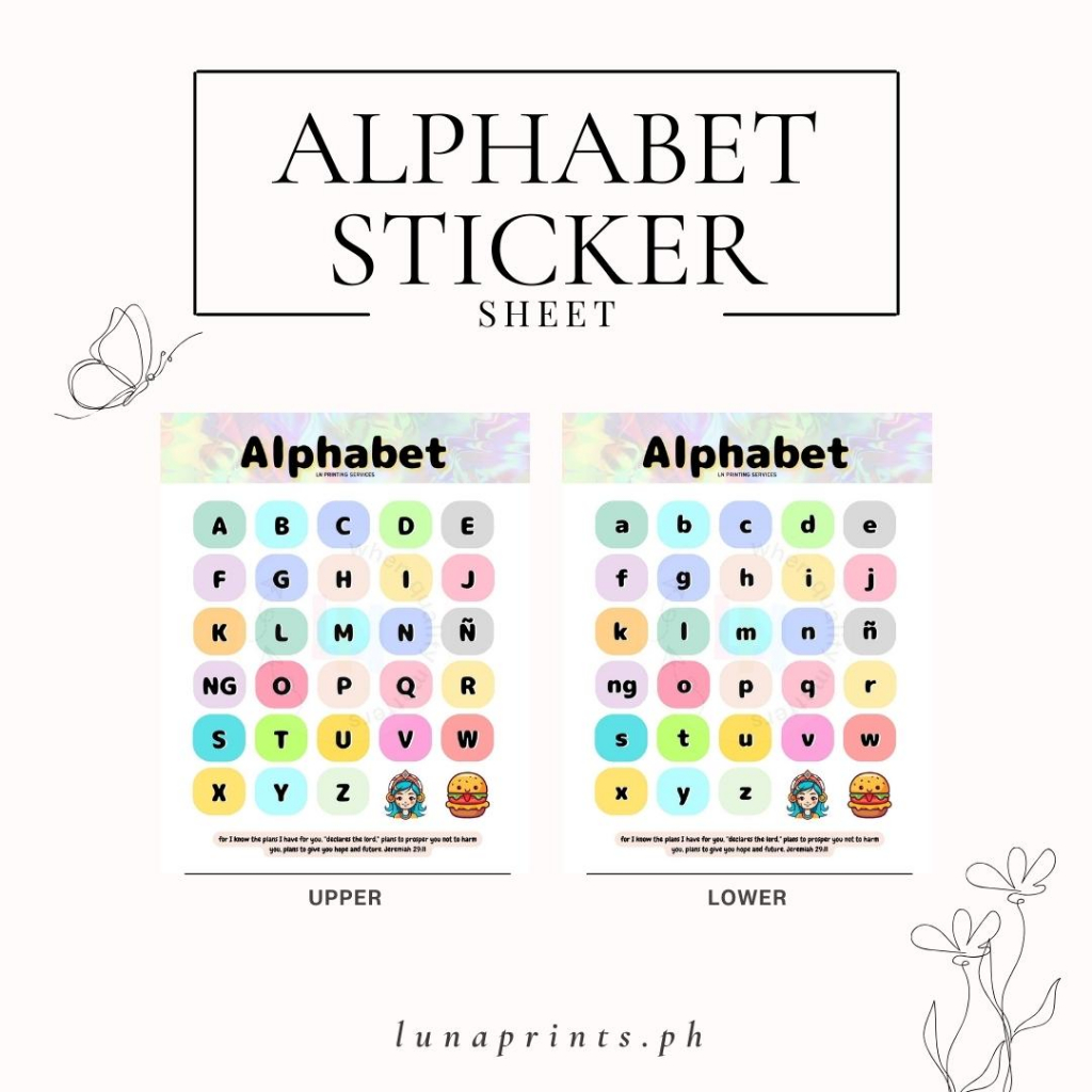 ALPHABET LABEL STICKER | WATER RESISTANT | 1 STICKER SHEET | Shopee ...
