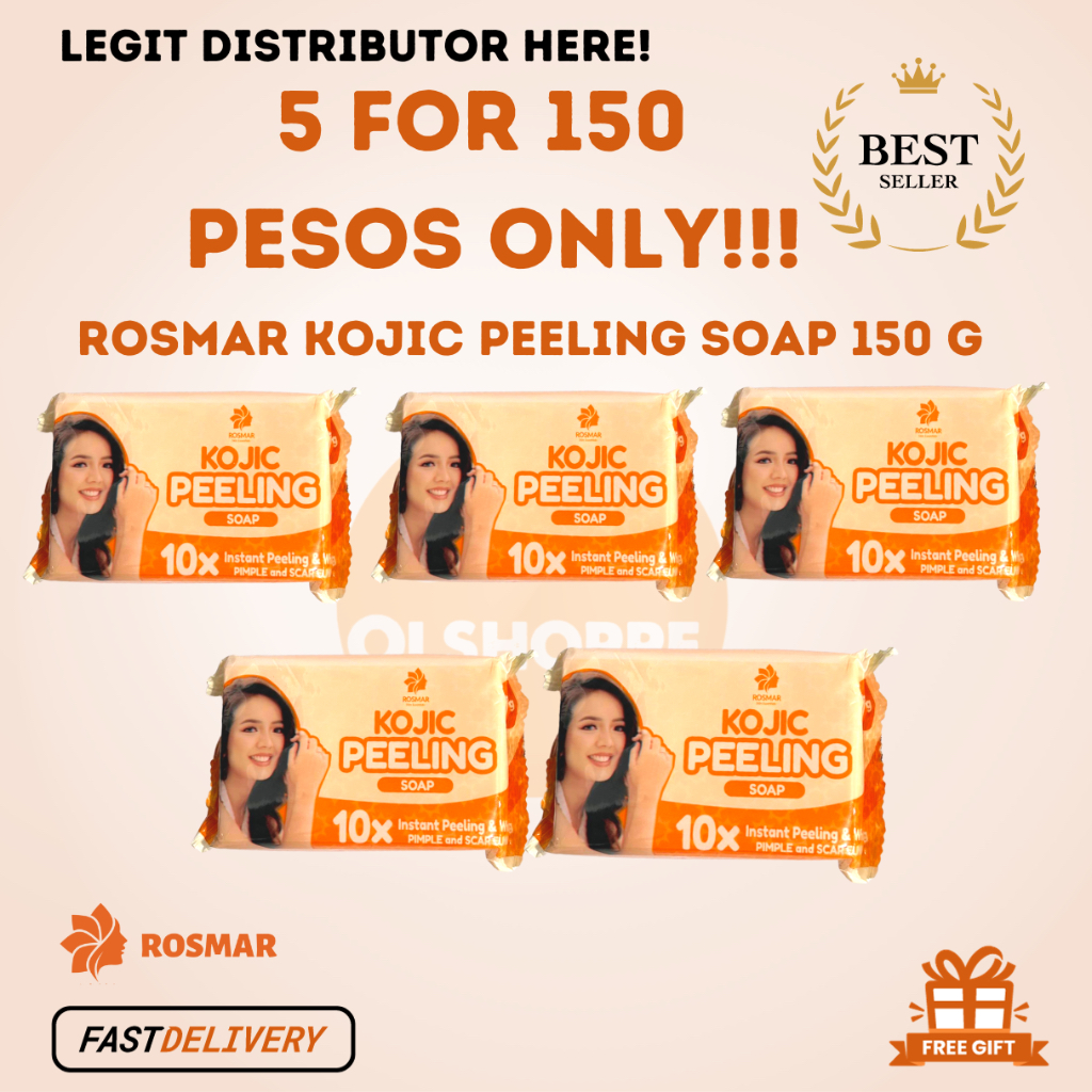 5 For 150 P Rosmar Kojic Peeling Soap 150g 10x Instant Whitening Rosmar